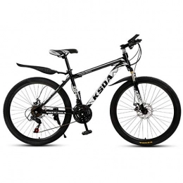 KUKU Mountain Bike KUKU Mountain Bike da Uomo da 26 Pollici, Mountain Bike in Acciaio Ad Alto Tenore di Carbonio A 21 velocità, Doppi Freni A Disco, Adatta per Gli Appassionati di Sport E Ciclismo, Black Silver