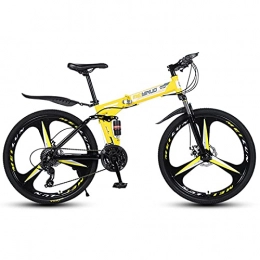 LHQ-HQ Mountain Bike LHQ-HQ Mountainbike 21 Geschwindigkeit Faltrad Doppelscheibenbremse 26 Zoll Rad Doppelfederung Fahrrad, Giallo