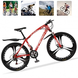 M-TOP Mountain Bike M-TOP Biciclette da Corsa Carbonio Strada 26 Pollici 21 velocità Bici Mountain Bike con Freni a Doppio Disco Fork Suspension Bici da Città Unisex, Rosso, 3 Spokes