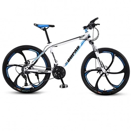 M-YN Mountain Bike M-YN 24 / 26 Pollici Mountain Bike in Alluminio 21-velocità Deraileur, Freni A Disco Anteriore E Posteriore 6 Raggio Biciclette Bicycle Bike(Size:26inch, Color:Nero+Blu)