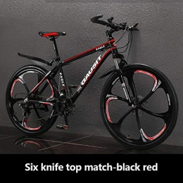 HUO FEI NIAO Mountain Bike Mountain Bike 24 / 27 Velocità 6 razze 26 pollici doppio disco freno della bicicletta, telaio in lega di alluminio, ergonomica Polpetta Guanti, colori multipli ( Colore : Black red , Taglia : 24 speed )