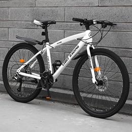 Great Mountain Bike Mountain Bike, 26 "adulti Della Ruota Mountain Bike, Biciclette Da Strada In Acciaio Ad Alta Carbonio 21 / 24 / 77 Velocità Sospensione Piena Bicicletta Da Mountain Bike Doppia(Size:27 speed , Color:White)