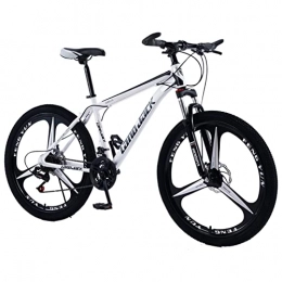 AZXV Mountain Bike Mountain Bike a Sospensione Integrale Acciaio ad Alta Carbonio Adulti Adulti Bicicletta MTB, Freno a Doppio Disco Meccanico, 21 / 24 / 27 velocità, Ruote da 26 Pollici, White Black-21