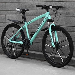 Great Mountain Bike Mountain Bike, Adulti Mens Mountain Bike 26 "ruote A 10 Razze Telaio In Acciaio Al Carbonio 21 / 24 / 27 Velocità Bicicletta A Sospensione Integrale Bicicletta Doppia Freno A (Size:24 speed , Color:Green )