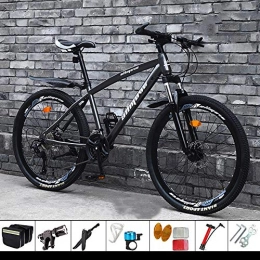 DelongKe Mountain Bike Mountain Bike Uomo, 26 Pollici Mountain Bike Bicicletta con Sospensione A Forcella Variabile velocità Sistema di Freno A Disco Telaio in Alluminio, 30 Speed, Grigio, Spoke Wheel