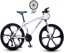 BUK Bici Mountain Bike Uomo, Trekking Bike Cross Trekking Bikes Double Brake Bike Shock Absorbing off-Road Racing Bike 26 inch Students Variable Speed ​​Off-Road-26 Pollici / 27 velocità_Bianca