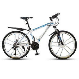 NLRHH Mountain Bike NLRHH Mountain Bike per Adulti da 26 Pollici, Uomini da Donna MTB, con Doppio Freno a Disco, Sospensione Mountain bibita Bicycles, 21 velocità, 10 Ruote a Raggio, Blu Bianco Peng