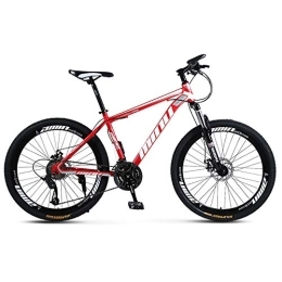 TOPYL Bici Paese Mountain Bike 24 / 26 Pollici con Freno A Doppio Dischi, Adulti MTB, Hardtail Bicicletta con Ispessita Telaio in Acciaio in Carbonio, Ruota A Raggi Rosso 24", 21 velocità