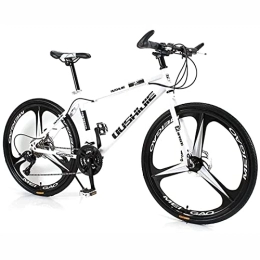 PhuNkz Bici PhuNkz Mountain Bike da 26 Pollici per Donne / Uomini Leggero 21 / 24 / 27 Speed Mtb Biciclette per Adulti in Acciaio Carbsospensione / White / 21 Speed