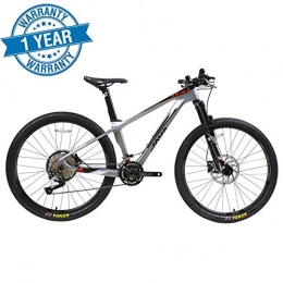 QIMENG Mountain Bike QIMENG 27.5" Wheel Mountain Bike Adulti 33 velocità Bici da Strada Freni A Disco Front Suspension Biciclette Unisex Bike Telaio in Fibra di Carbonio, Adatto per Altezza 155-180 Cm, Grigio