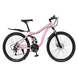 Qinmo Mountain Bike Qinmo 26 Pollici Mountain Bike Bicicletta, Acciaio al Carbonio Telaio MTB Bike Sospensione Doppia con Seat Regolabile, Doppio Freno a Disco, a velocit variabile (Color : A, Size : 21 Speed)