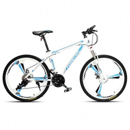 Qj Mountain Bike Qj Mountain Bike Bicicletta 30 velocità MTB 26 Pollici Telaio in Lega di Alluminio Sospensione Bici, White Blue