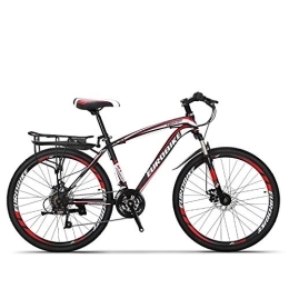 QJWY-Home Mountain Bike QJWY-Home 24 velocità Bici da Mountain Doppio Freno a Disco Forcella Forcella Sospensione Posteriore Bici Antiscivolo Unisex MTB-Black Red 26 inches-24 Speed