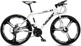 QJWY-Home Bici QJWY-Home 26'' Pollici Bici da Mountain Freno a Doppio Disco da Uomo Hardtail Bici da Mountain Sedile Regolabile Bicicletta Telaio in Acciaio ad Alto tenore di Carbonio-White 3 Spoke 30 Speed