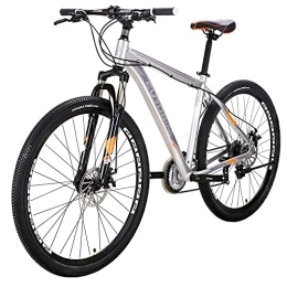 QQW Mountain Bike QQW Mountain Bike, 21 Speed Shifter, X-Large Bike Allumiframe, Freni a Disco Doppio, Bicicletta da Donna Maschile / Silver