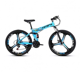 QWE Mountain Bike QWE Mountain Bike 26 Pollici Mountain Bike Ruota Totale 27 velocità Maiusc Mountain Bike Bicicletta Pieghevole Bici Blu