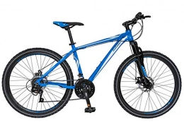  Mountain Bike Reashine Life Mountain Bike 26", 7 velocità, bicicletta da uomo, doppia sospensione / freno a disco, telaio in lega di alluminio, grigio e blu