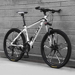 Relaxbx Bici Relaxbx 10 Ruote a Raggi Mountain Bike Freno Idraulico a Doppio Disco Mountain Bike Studenti Maschi e Femmine Bici da Strada Ruota da 26 Pollici MTB, Bianco e Nero, 21 velocità