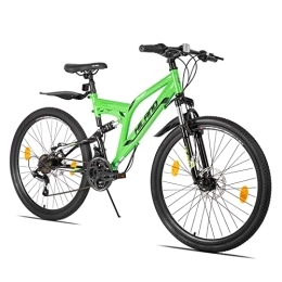 ROCKSHARK Mountain Bike ROCKSHARK Hiland Bicicletta Mountain Bike da 26 Pollici Shimano a 21 Velocità Verde con Borsa da Telaio Parafango e Freni a Disco, MTB per Uomo Donna Ragazzo e Ragazza…