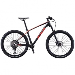 SAVADECK Bici SAVADECK Flamme1.0 Carbon Mountain Bike 27.5" / 29" Telaio in Fibra di Carbonio Hardtail Mountain Bike Ultralight XC MTB con Trasmissione Shimano Deore M6100 a 12 velocità (Nero Rosso, 27.5 * 19'')