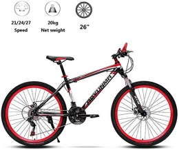 Shirrwoy Mountain Bike Shirrwoy Mountain Bike 26 Pollici velocità Doppio Disco 21 / 24 / 27, Adulto MTB Bici Solidale Acciaio al Carbonio Telaio Ispessita Sedile Regolabile, Ruota a Raggi, Rosso, 21 velocità