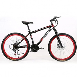 SHUI Mountain Bike SHUI 26 Pollici Mountain Bike per Adulti, MTB Bici da Montagna Leggera a 21 velocità, Freni Anteriori E Posteriori Configurazione Standard Black Red