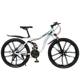 Poooooi Mountain Bike Studente Adulto 26 Pollici Ad Alta velocit in Acciaio al Carbonio Ad Assorbimento degli Urti per Mountain Bike da Bicicletta per Andare A Scuola A Lavoro, White Blue, 27 Speed