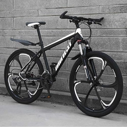 TOPYL Bici TOPYL 26 Pollici Uomini's Mountain Bike, Alto-Carbonio Steelhardtail Mountain Bike, Città Bike, Bicicletta da Montagna con Sospensione Anteriore Sedile Regolabile Nero Bianco - 6 Spoke 24 velocità