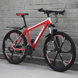 TOPYL Bici TOPYL 26 Pollici Uomini's Mountain Bike, Alto-Carbonio Steelhardtail Mountain Bike, Città Bike, Bicicletta da Montagna con Sospensione Anteriore Sedile Regolabile Rosso - 6 Spoke 24 velocità