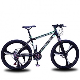 FJW Mountain Bike Unisex Sospensione Mountain Bike, 24 Pollici Ruote a 3 Razze Telaio in Acciaio ad Alto tenore di Carbonio Bicicletta, 21 / 24 / 27 velocit Freno a Doppio Disco Commuter City Bicicletta, Green, 27Speed