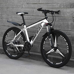 TOPYL Bici Uomo Mountain Bike, 24 Pollici Hardtail Bici MTB, Freno A Doppio Disco Telaio in Alluminio, Bicicletta da Montagna con Sospensione Anteriore E Sedile Regolabile Bianco / Nero - 3 Spoke 21 velocità