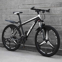 TOPYL Bici Uomo Mountain Bike, 24 Pollici Hardtail Bici MTB, Freno A Doppio Disco Telaio in Alluminio, Bicicletta da Montagna con Sospensione Anteriore E Sedile Regolabile Nero / Bianco- 3 Spoke 21 velocità