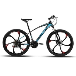 WEHOLY Mountain Bike WEHOLY Mountain Bike per Bicicletta, Ruota da 26 Pollici a Sei coltelli in Acciaio al Carbonio Unisex a Doppia Sospensione Freni a Disco per Mountain Bike, Blu, 24 velocità