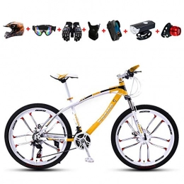 WHYTT Bici WHYTT 24 Pollici Sport Pieghevole Mountain Bike Adulti 27 velocità, Bicicletta da Cambio MTB, Sedile Regolabile in Acciaio al Carbonio, Adatta per Viaggiare nella Città Selvaggia, Giallo