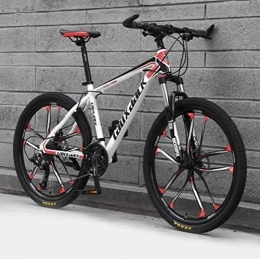 WJSW Bici WJSW 26 Pollici Mountain Bike 21 velocità Fuoristrada per Uomo e Donna, Doppio Freno a Disco (Colore: Bianco Rosso, Dimensioni: 27 velocità)