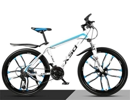 WJSW Mountain Bike WJSW Mountain Bike da Uomo, Ruota da 26 Pollici per pendolari City Hardtail off-Road smorzamento Bicicletta da Strada (Colore: Bianco Blu, Dimensioni: 21 velocità)