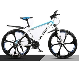 WJSW Mountain Bike WJSW Ruota Doppia Mountain Bike 26 Pollici Acciaio al Carbonio a Doppia Sospensione, MTB da Uomo (Colore: Bianco Blu, Dimensioni: 24 velocità)