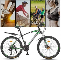 WSJYP Mountain Bike WSJYP Mountain Bike per Adulti, Ruote da 24 / 26 Pollici, Biciclette Fuoristrada in Acciaio Ad Alto Tenore di Carbonio, Ingranaggi a 27 velocità, Freni a Doppio Disco, Bicicletta MTB, 24 inch-Green