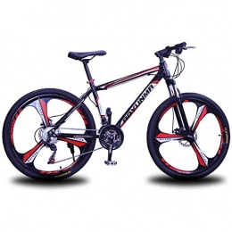 WXX Mountain Bike da Uomo da 26 Pollici A 3 Razze con Telaio in Acciaio, Freno A Disco A Forcella Anteriore Completamente Regolabile, Adatto per Uscite Tricolore Opzionali,Black Red 24