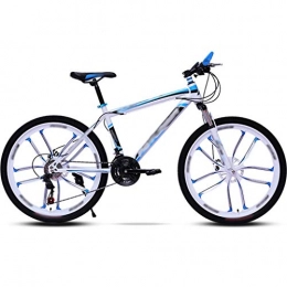 YHRJ Mountain Bike YHRJ Bicicletta per Adulti Bici da Strada Fitness Fuoristrada, Le Mountain Bike Sono Unisex, MTB Acciaio Ad Alto Tenore di Carbonio, Freni A Doppio Disco (Color : White blue-27spd, Size : 24inch Wheel)