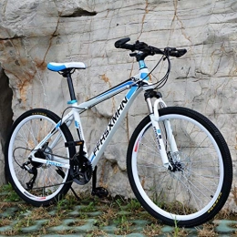 YKMY Mountain Bike YKMY Biciclette da Mountain Bike da 26 Pollici per Uomo e Donna per Adulti, Mountain Bike a Coda Dura a velocità variabile per Uomo e Donna-Blu Tondo Bianco_30 velocità-24 Pollici