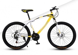 YKMY Mountain Bike YKMY Doppio Freno a Disco Doppio Assorbimento degli Urti Auto Ultraleggera Mountain Bike per Uomo e Donna Bicicletta a velocità variabile-Ruota a Raggi Gialla Bianca_30-26 Pollici