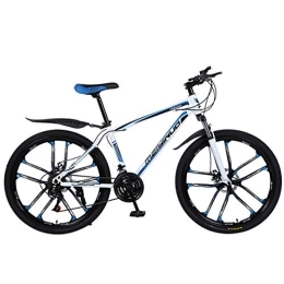 ZKHD Bici ZKHD 26 Pollici 27 velocità 10 Razze in Acciaio al Carbonio Monoruota Montagna Doppio Freno A Disco Assorbimento Urti A velocità Variabile Bicicletta Cross Country, White Blue, 26 Inches