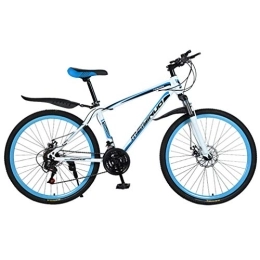 ZKHD Bici ZKHD 26 Pollici 27 velocità 30 Raggi della Ruota in Acciaio al Carbonio Montagna Doppio Disco Freno Urti Assorbimento velocità Variabile Bici Fuoristrada, White Blue, 26 Inches