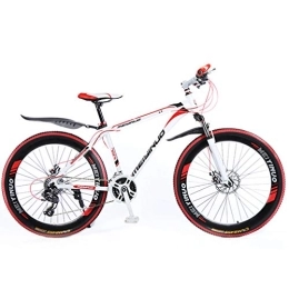 ZKHD Bici ZKHD 26 Pollici, 40 Razze, Freno A Doppio Disco Ruota in Acciaio Montagna 27-velocità Alto Tenore di Carbonio, Ammortizzante E velocità Variabile off-Road Moto, White Red, 26 Inches