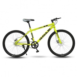 ZTIANR Mountain Bike ZTIANR Bicicletta, 26" Ruota Anteriore Sospensione Mens Mountain Bike 19" Telaio Freni Single Speed ​​Disco Meccanico, Giallo, 26"