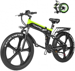 RDJM Bicicleta de montaña eléctrica plegables Bici electrica, Electric Mountain Bike 26 pulgadas 1000W 48V 12.8ah plegable Fat Tire nieve E-bici pedaleo asistido Frenos de disco hidráulicos batería de litio bicicleta for adultos ( Color : Green )