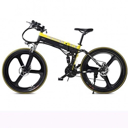 YOUSR Bicicleta Bicicleta De Montaña Eléctrica Plegable, Batería De Litio Power Bike 48V, Bicicleta Eléctrica Portátil Coche De Batería Inteligente De Dos Ruedas para Adultos Yellow