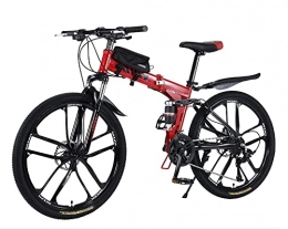 LFNOONE Bicicleta de montaña eléctrica plegables Bicicleta de montaña prémium de 26 Pulgadas Foldable Bikes Bicicleta Montaña Aluminio Doble Freno Disco Doble susp para niños niñas Mujeres y Hombres Cambio de 27 velocidades Bicicleta de ciclocross