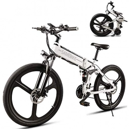 SYXZ Bicicleta de montaña eléctrica plegables Bicicleta eléctrica, bicicleta de montaña plegable de 26 pulgadas, Fat Tire Ebike, batería de iones de litio de 48V 10.4Ah 350W, cambio asistido de 21 niveles, mecanismo de absorción de impactos, Blanco